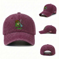 Rippit Frog Washed Cotton Baseball Cap Funny 420 Stoner Weed Humor