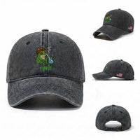 Rippit Frog Washed Cotton Baseball Cap Funny 420 Stoner Weed Humor
