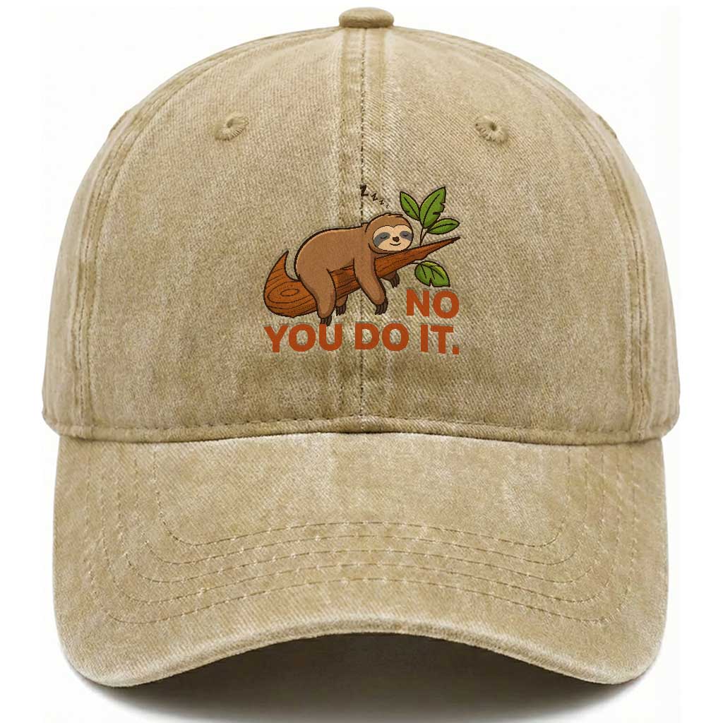 Funny Lazy Sloth Washed Cotton Baseball Cap No You Do It Cute Sleeping Animal