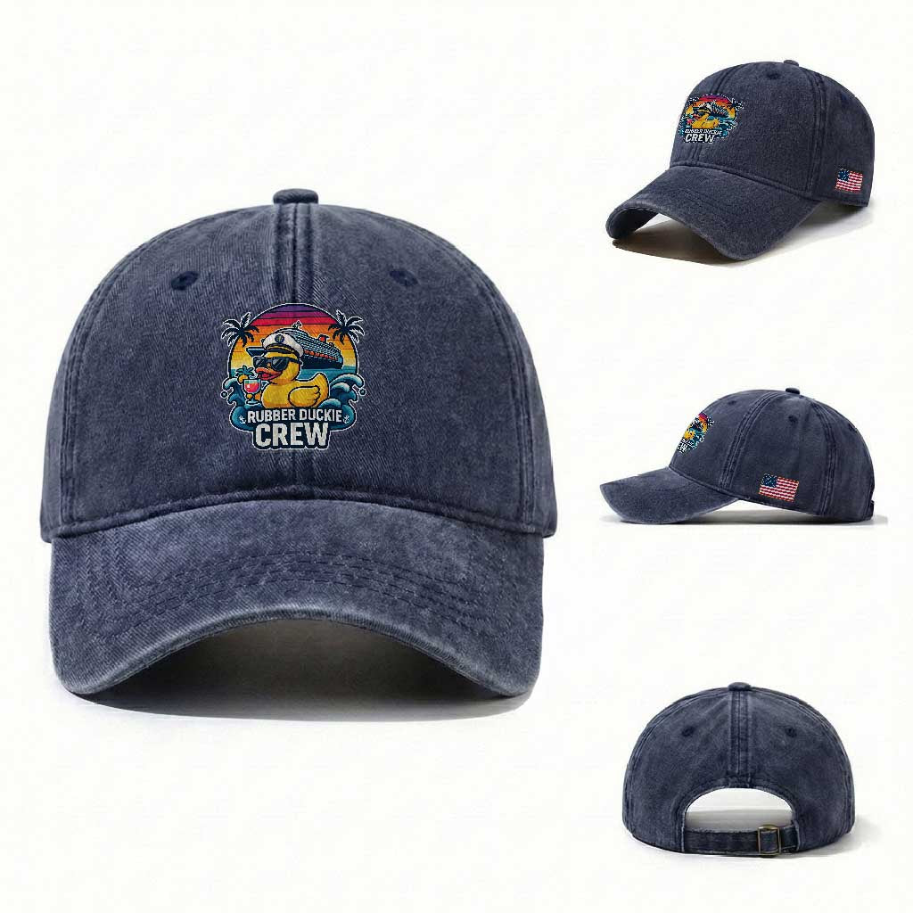 Funny Rubber Duckie Cruise Washed Cotton Baseball Cap