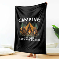 Funny Camping Beer Throw Blanket Bear Drinking Lover Gift - Wonder Print Shop