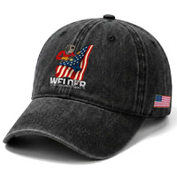 Welder Patriotic American Flag Washed Cotton Baseball Cap