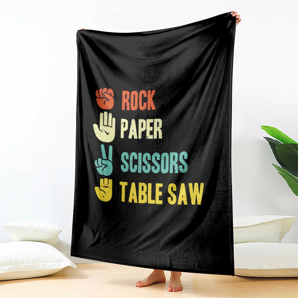 Funny Woodworker Throw Blanket Rock Paper Scissors Table Saw - Wonder Print Shop