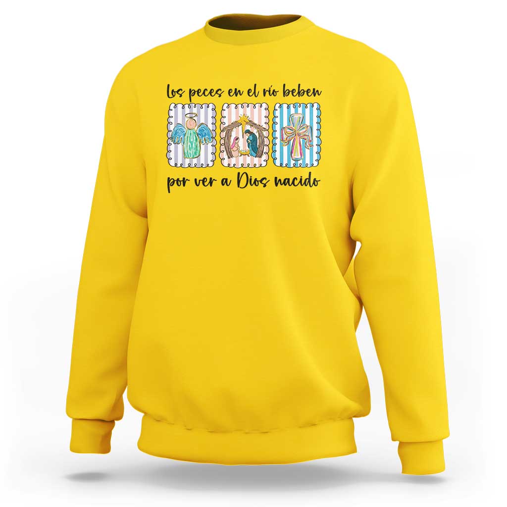Nativity Scene Christian Christmas Sweatshirt Feliz Navidad - Wonder Print Shop
