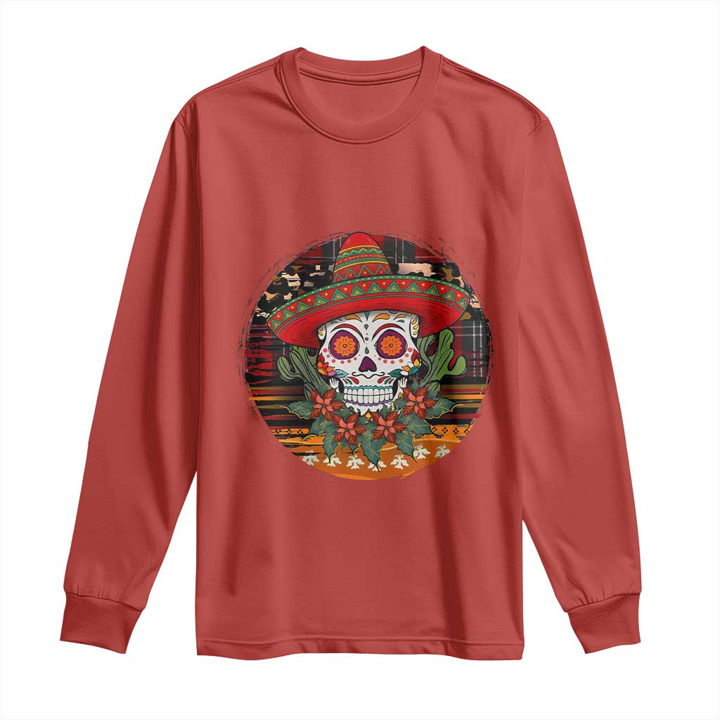 Sugar Skull Mexican Christmas Long Sleeve Shirt - Wonder Print Shop