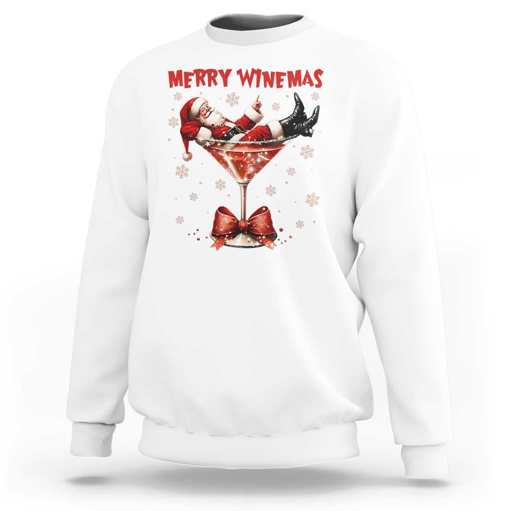 Funny Christmas Wine Sweatshirt Santa Feeling Xmas - Wonder Print Shop