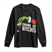 Funny Christmas Wine Long Sleeve Shirt Drink Up Bitches - Wonder Print Shop