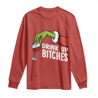 Funny Christmas Wine Long Sleeve Shirt Drink Up Bitches - Wonder Print Shop