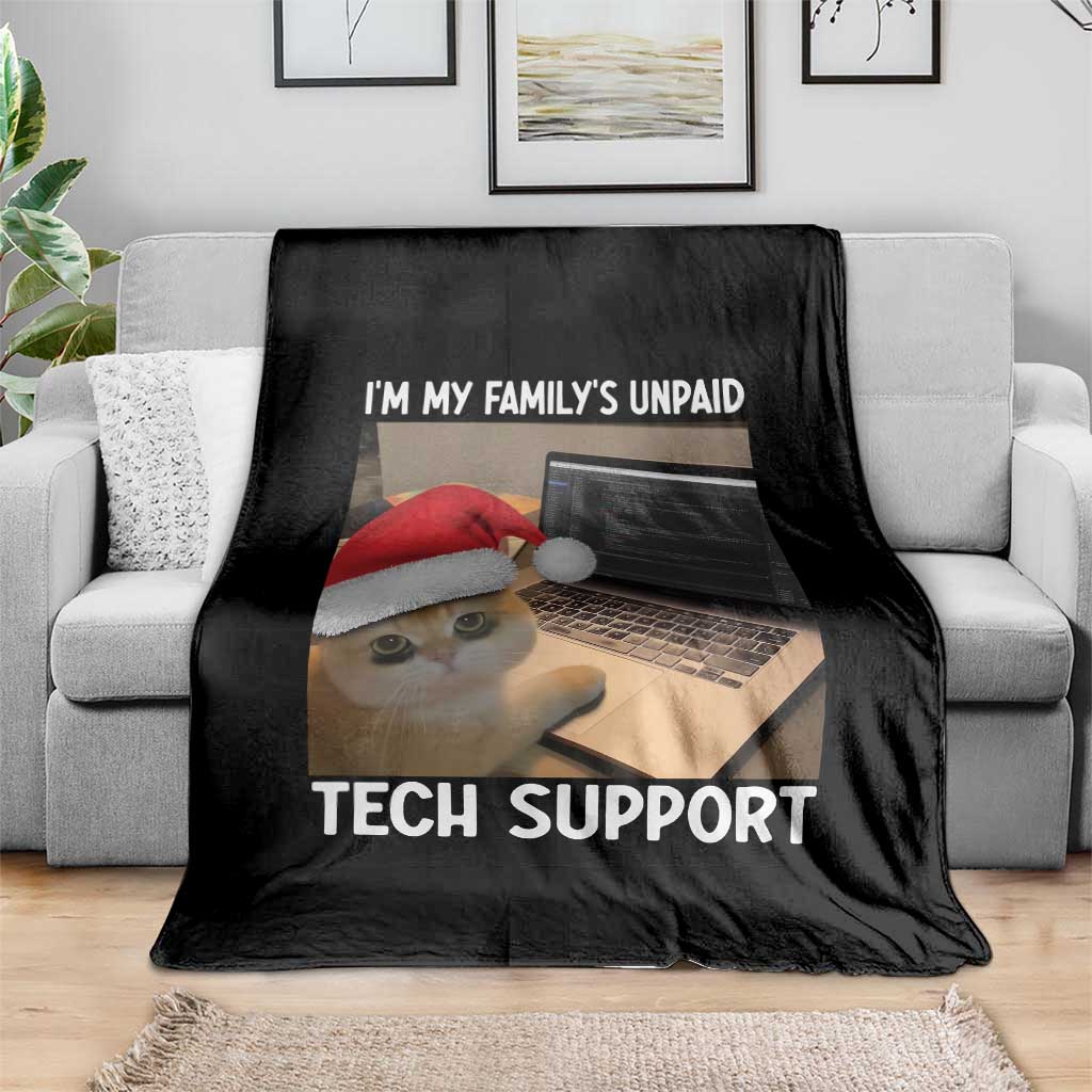 Funny Tech Support Cat Christmas Throw Blanket - Wonder Print Shop