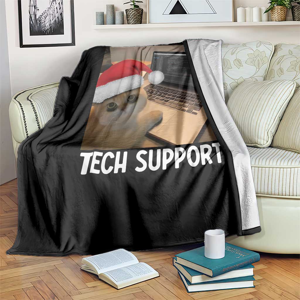 Funny Tech Support Cat Christmas Throw Blanket - Wonder Print Shop