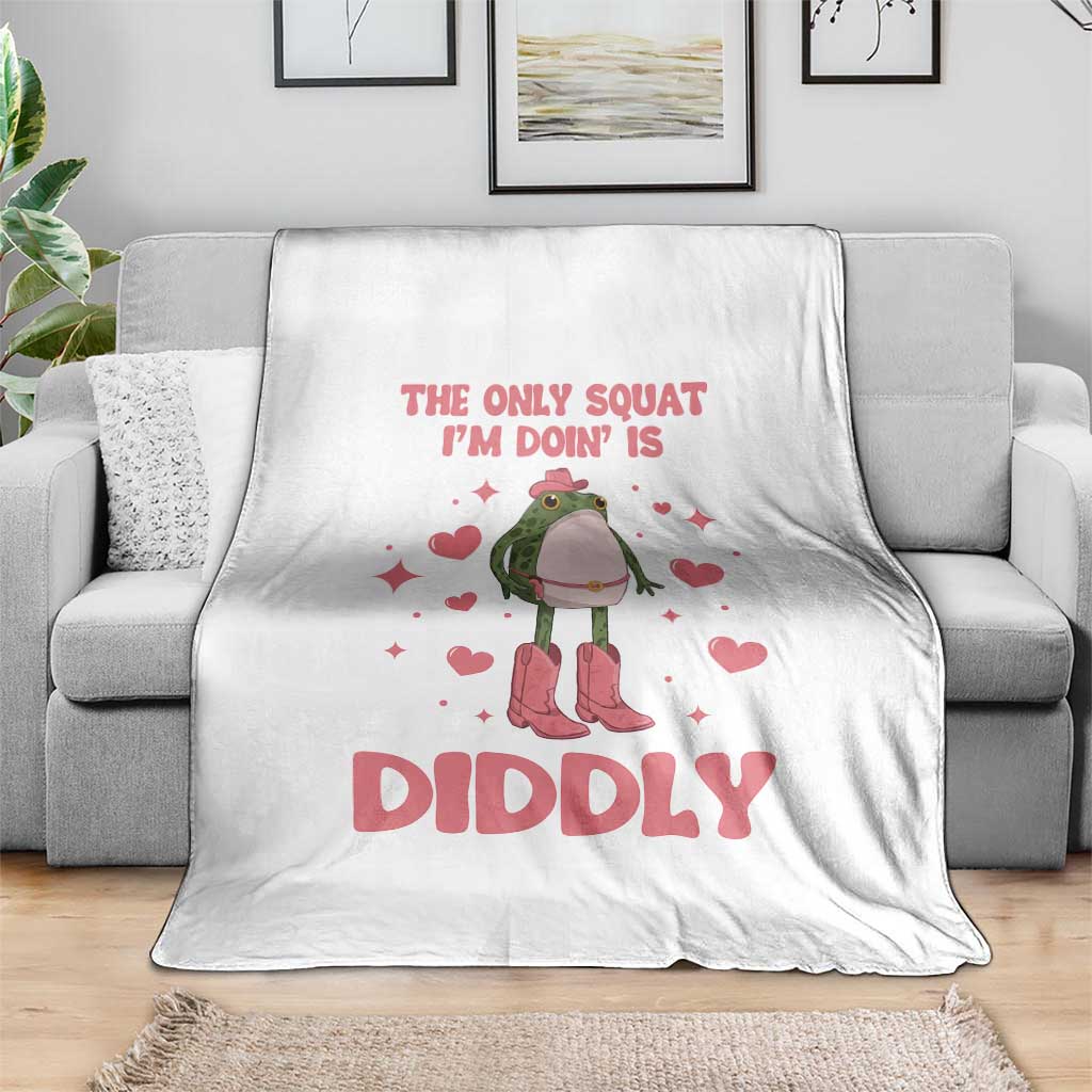 Funny Cowboy Frog Throw Blanket The Only Squat I'm Doin' Is Diddly - Wonder Print Shop