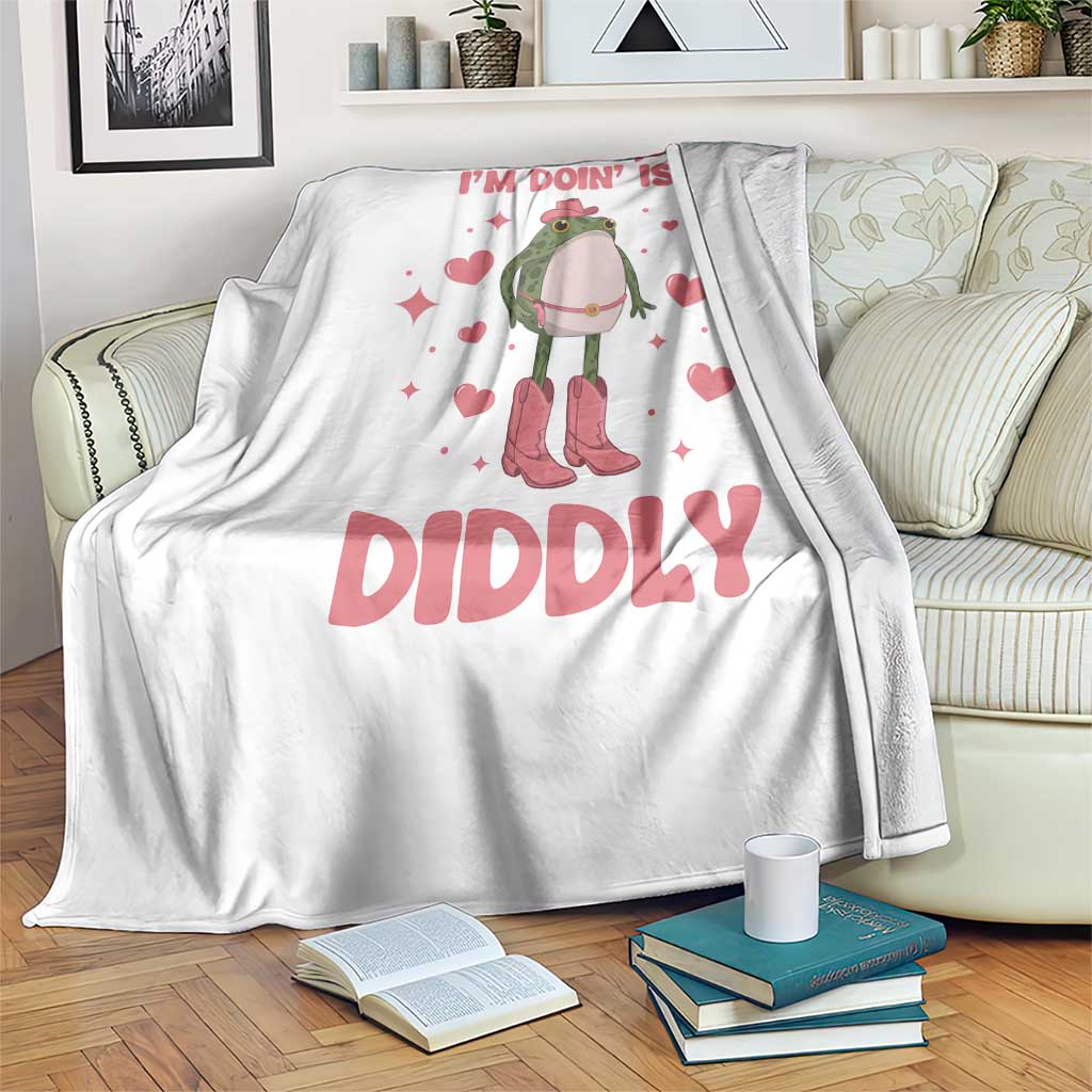 Funny Cowboy Frog Throw Blanket The Only Squat I'm Doin' Is Diddly - Wonder Print Shop
