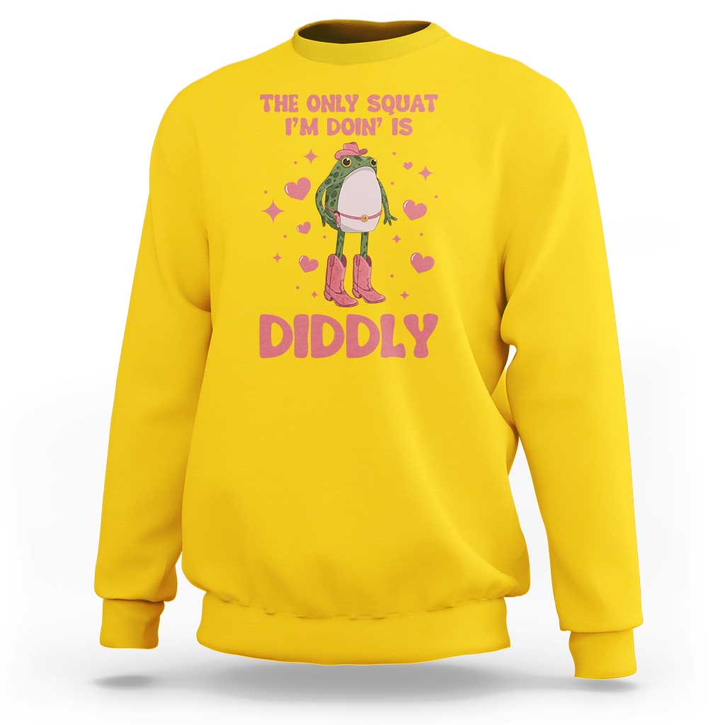 Funny Cowboy Frog Sweatshirt The Only Squat I'm Doin' Is Diddly - Wonder Print Shop