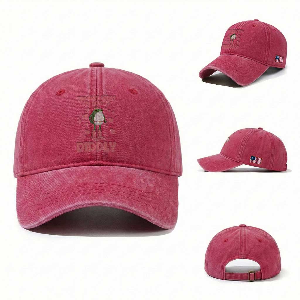 Funny Cowboy Frog Washed Cotton Baseball Cap The Only Squat I'm Doin' Is Diddly