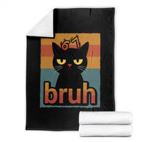 67 Six Seven Bruh Cat Meme Throw Blanket Cute Black Cat Funny Saying - Wonder Print Shop