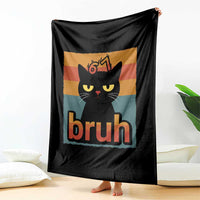 67 Six Seven Bruh Cat Meme Throw Blanket Cute Black Cat Funny Saying - Wonder Print Shop