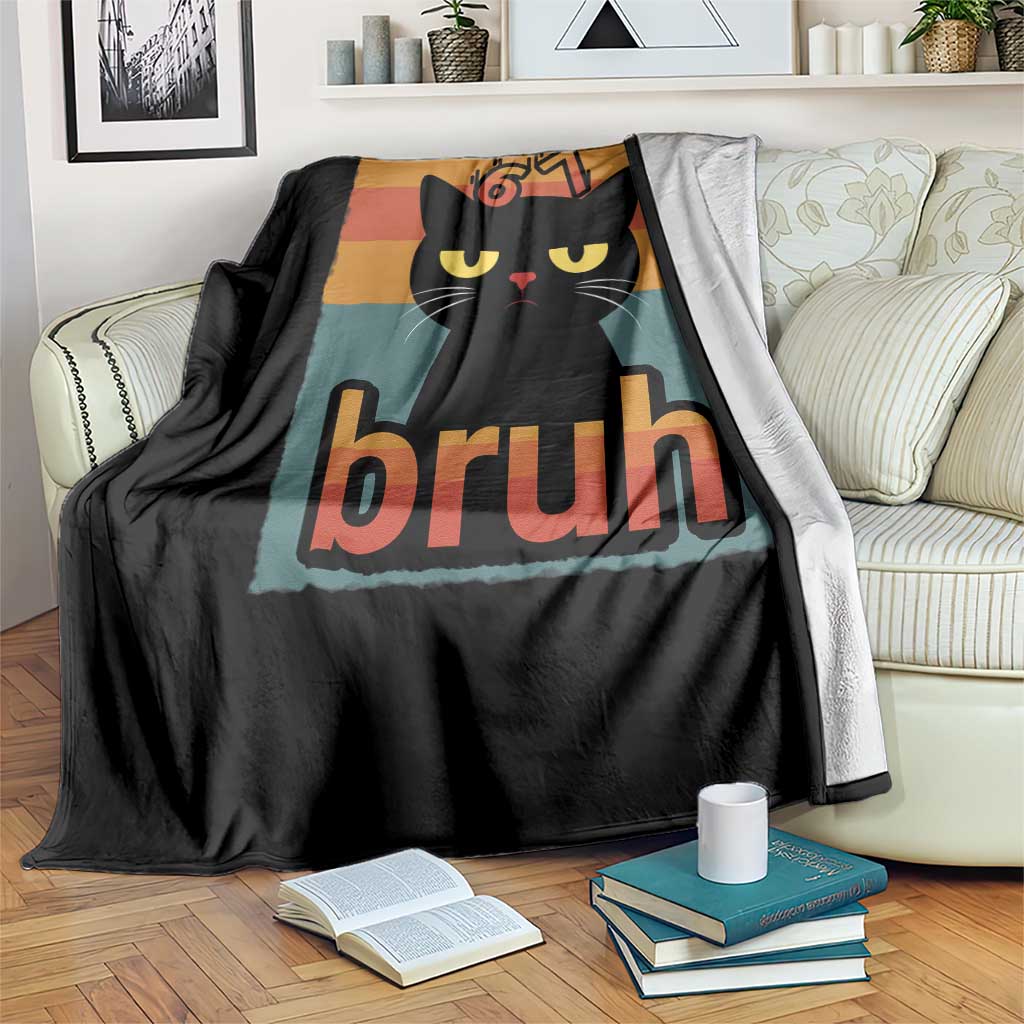 67 Six Seven Bruh Cat Meme Throw Blanket Cute Black Cat Funny Saying - Wonder Print Shop