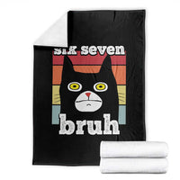 67 Bruh Meme Throw Blanket Funny Six Seven Black Cat - Wonder Print Shop