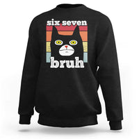 67 Bruh Meme Sweatshirt Funny Six Seven Black Cat - Wonder Print Shop