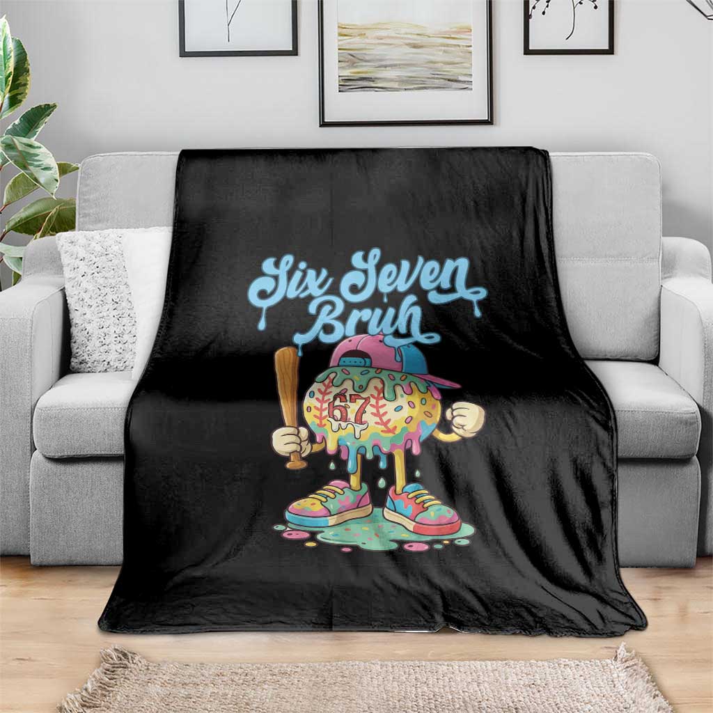 67 Bruh Meme Throw Blanket Ice Cream Drip Baseball Sport - Wonder Print Shop
