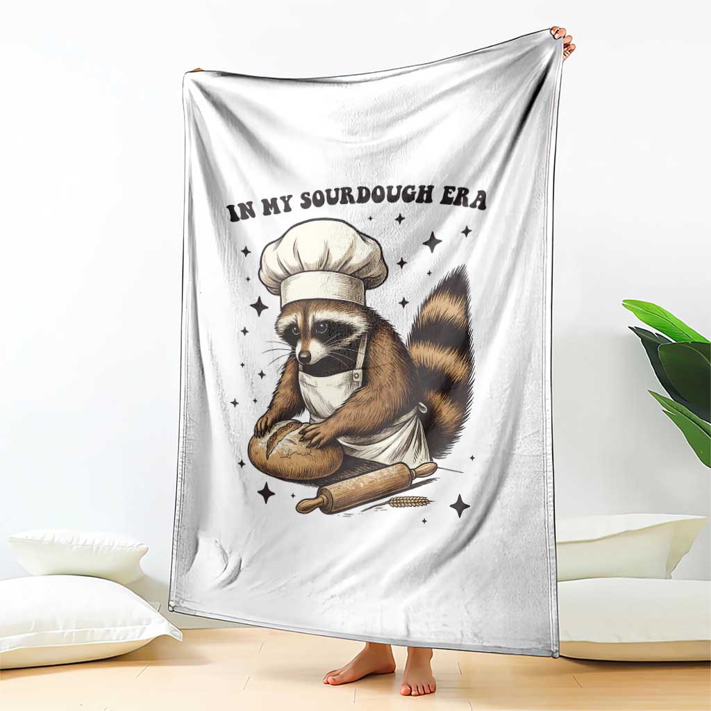 In My Sourdough Era Throw Blanket Funny Raccoon Baker - Wonder Print Shop