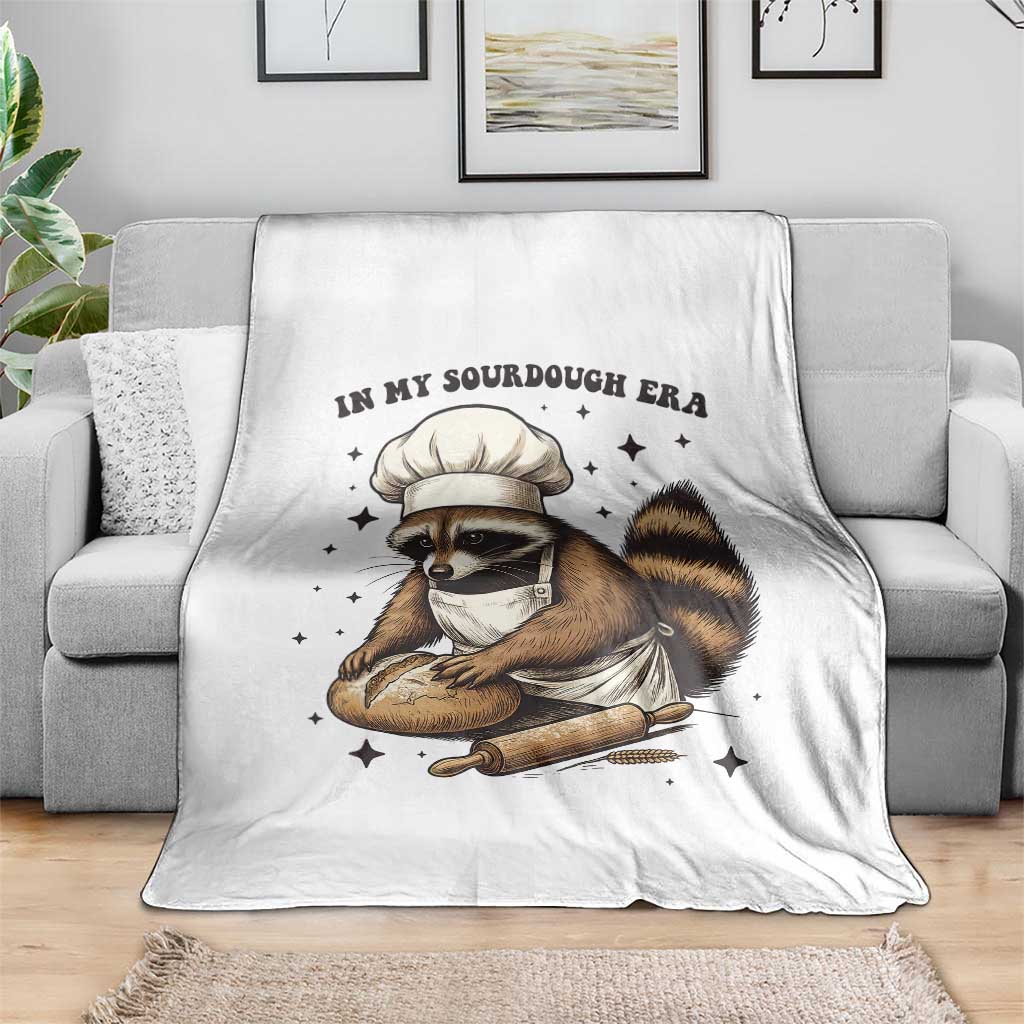 In My Sourdough Era Throw Blanket Funny Raccoon Baker - Wonder Print Shop