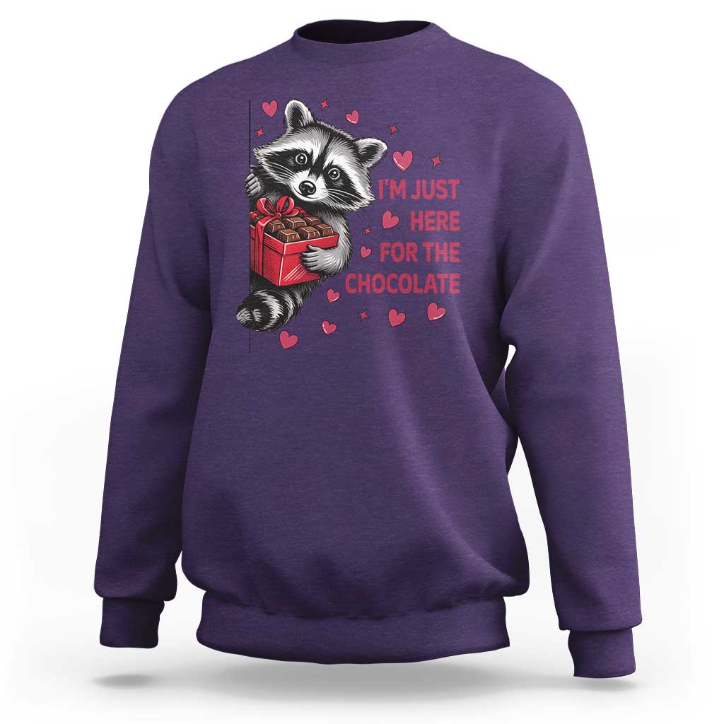 Valentine Racoon Trash Panda Sweatshirt I'm Just Here For The Chocolate