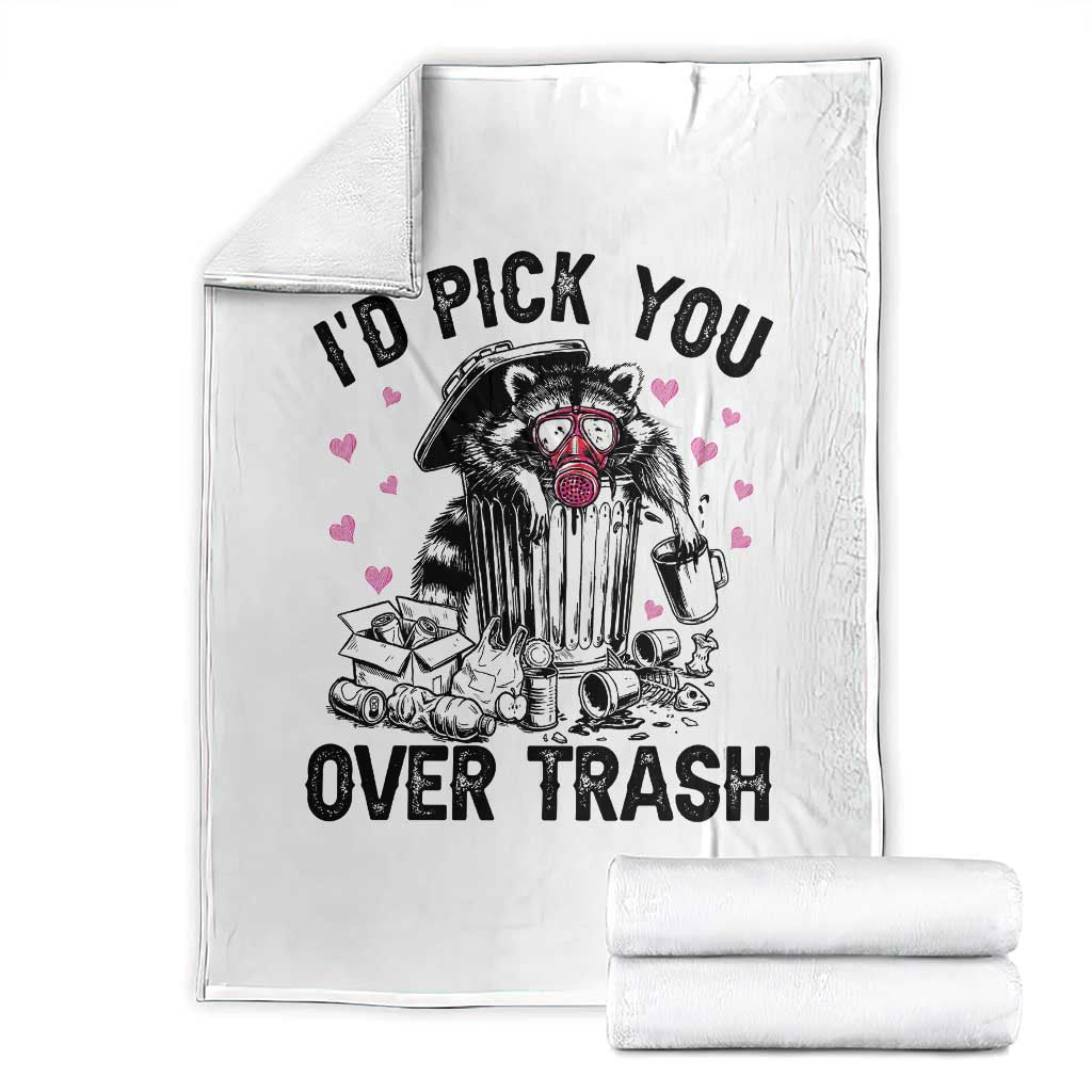 Valentine Racoon Trash Panda Throw Blanket I Would Pick You Over Trash