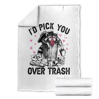 Valentine Racoon Trash Panda Throw Blanket I Would Pick You Over Trash