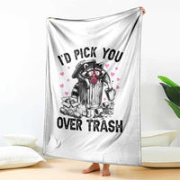 Valentine Racoon Trash Panda Throw Blanket I Would Pick You Over Trash
