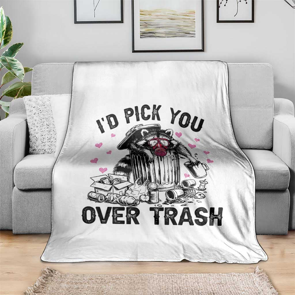 Valentine Racoon Trash Panda Throw Blanket I Would Pick You Over Trash