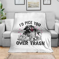 Valentine Racoon Trash Panda Throw Blanket I Would Pick You Over Trash