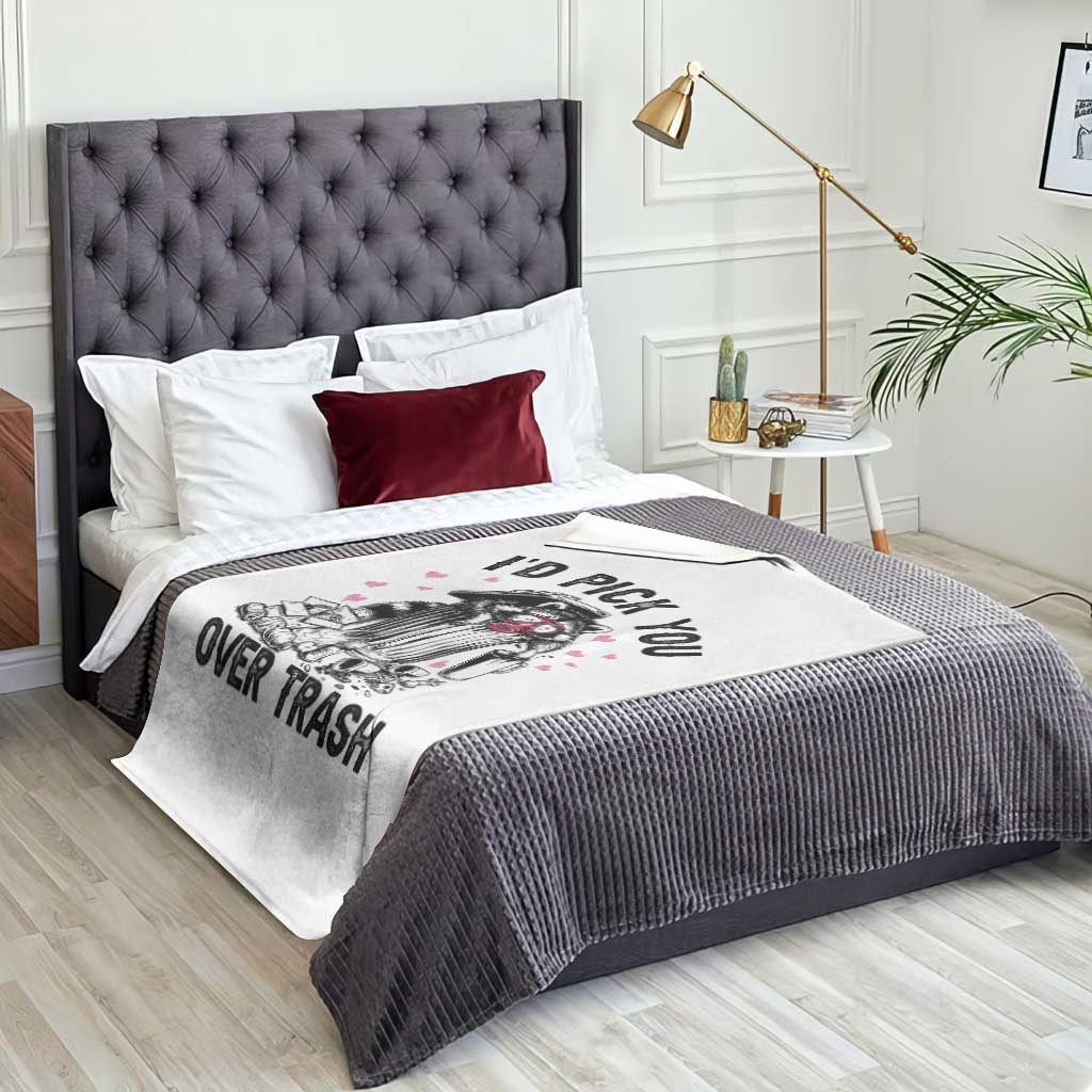 Valentine Racoon Trash Panda Throw Blanket I Would Pick You Over Trash
