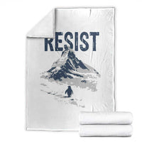 Funny Penguin Protest Throw Blanket Resist Penguin Mountain Hiking Meme