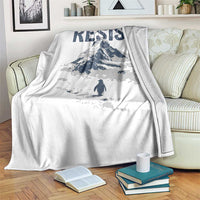 Funny Penguin Protest Throw Blanket Resist Penguin Mountain Hiking Meme