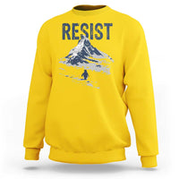 Funny Penguin Protest Sweatshirt Resist Penguin Mountain Hiking Meme