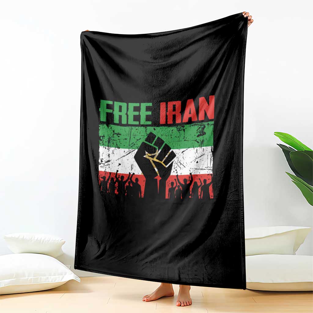 Free Iran Flag Throw Blanket Support Iranian Freedom No War