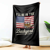 I'll Be in the Backyard Throw Blanket USA Flag Cigar and Bourbon