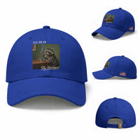 I'll Be in the Backyard Baseball Cap Funny Whiskey Cigar Raccoon Meme