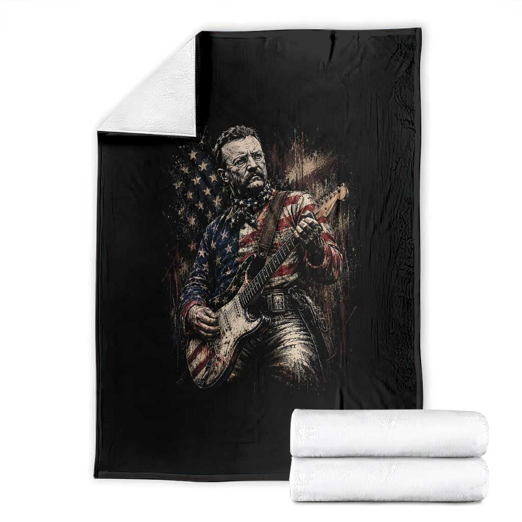 Teddy Roosevelt Playing Guitar 4th of July Throw Blanket