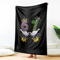 67 Mardi Gras Meme Throw Blanket Funny Six Seven Hand Carnival Trendy