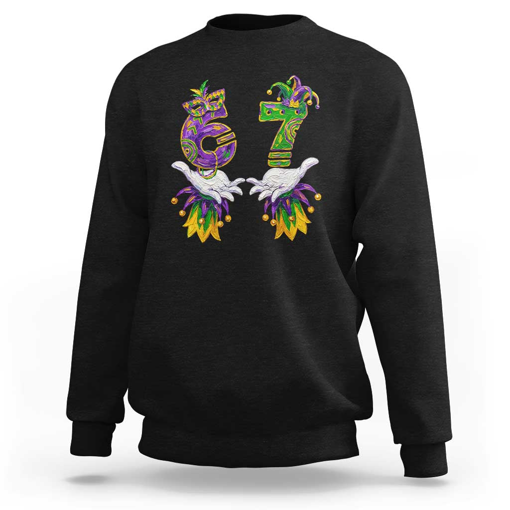 67 Mardi Gras Meme Sweatshirt Funny Six Seven Hand Carnival Trendy