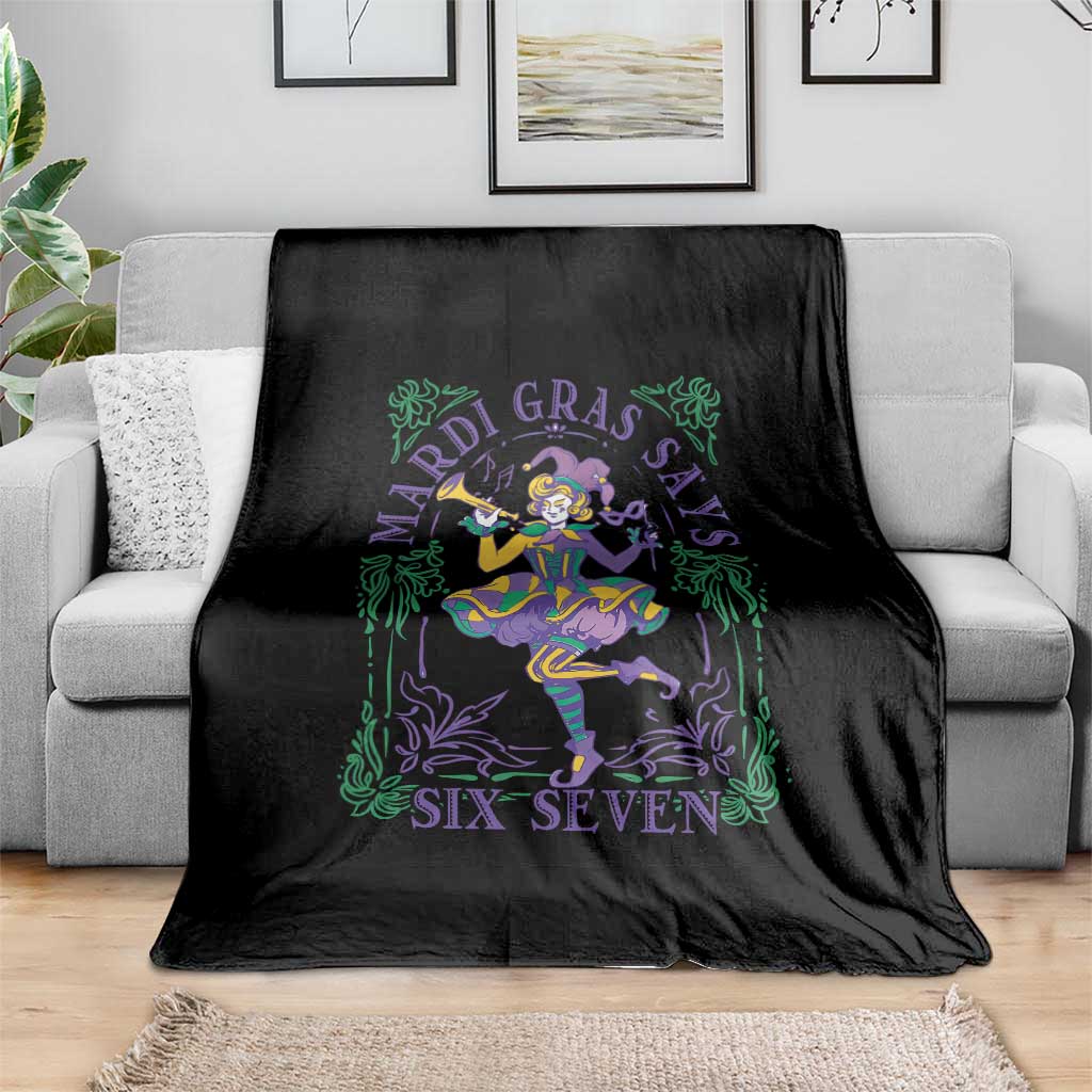 67 Mardi Gras Throw Blanket Funny Six Seven Carnival Trendy