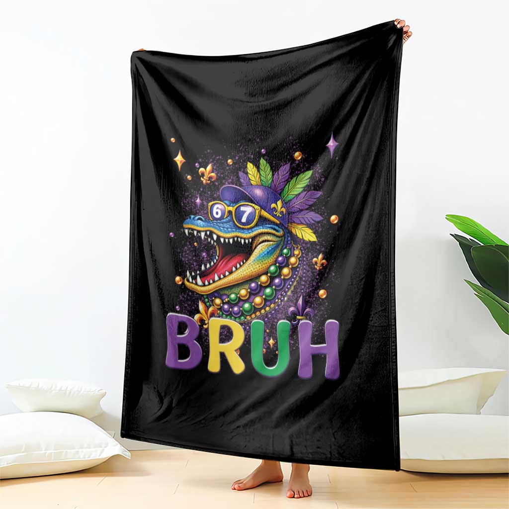 67 Mardi Gras Throw Blanket Funny Alligator Six Seven Bruh Meme