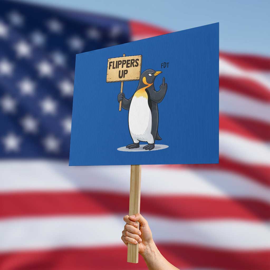 Penguins Resist Protest Sign Flippers Up Protest