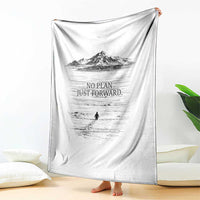 Funny Nihilist Penguin Hiking Throw Blanket No Plan Just Forward