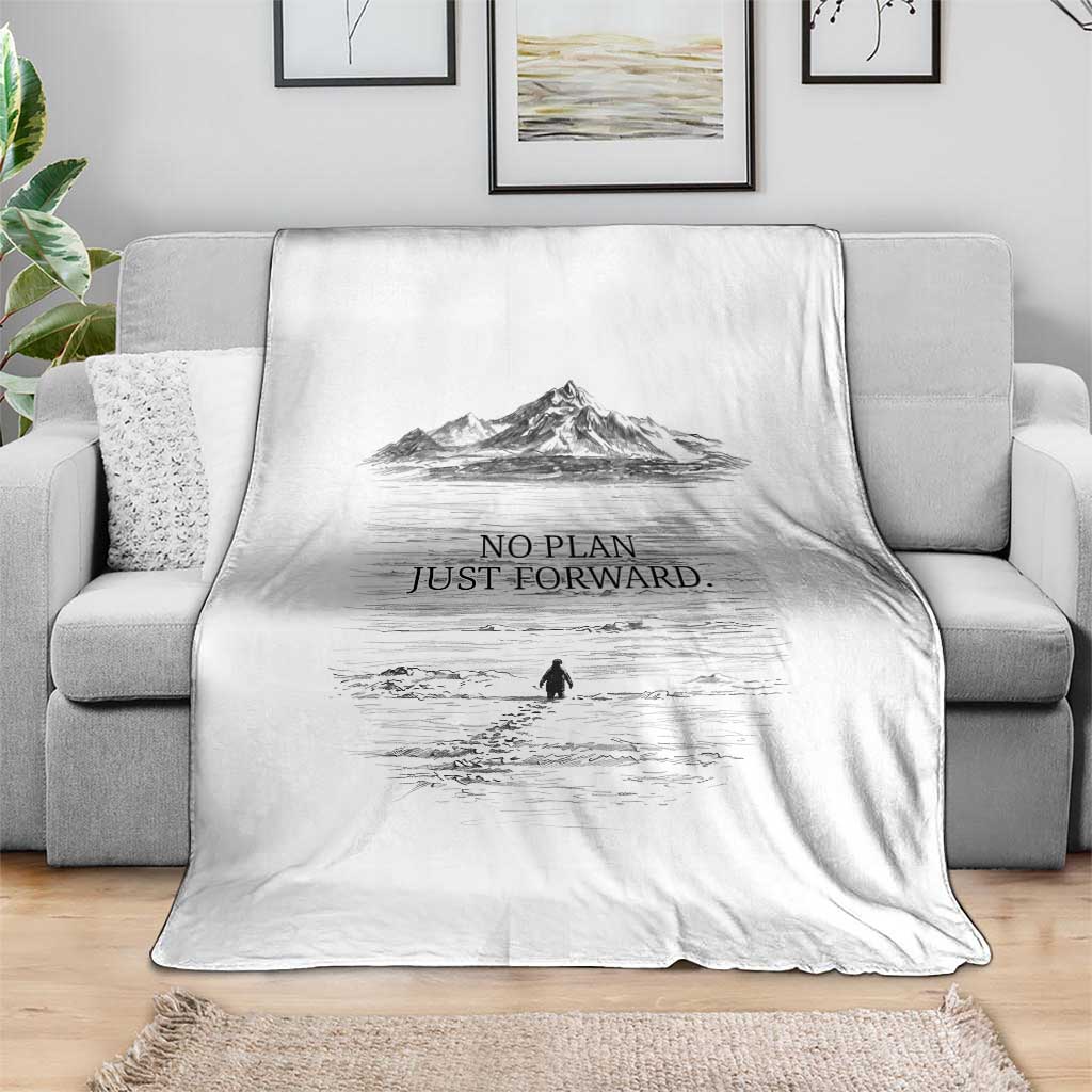 Funny Nihilist Penguin Hiking Throw Blanket No Plan Just Forward