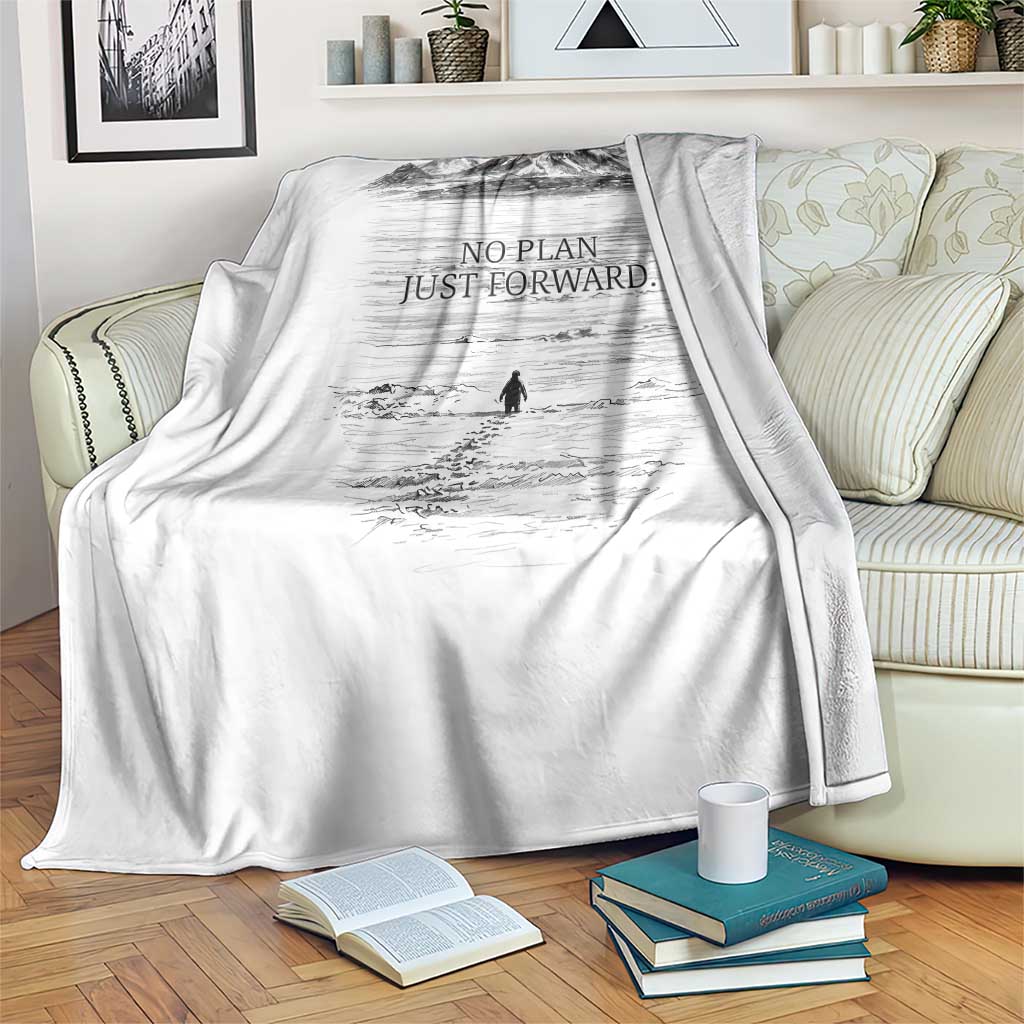 Funny Nihilist Penguin Hiking Throw Blanket No Plan Just Forward