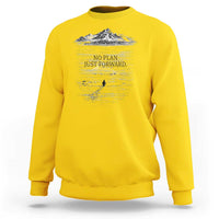 Funny Nihilist Penguin Hiking Sweatshirt No Plan Just Forward