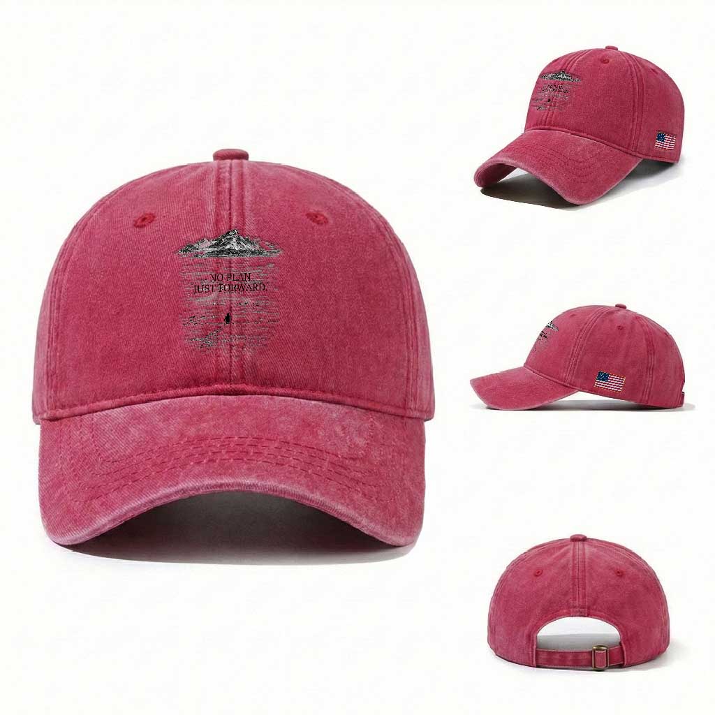 Funny Nihilist Penguin Hiking Washed Cotton Baseball Cap No Plan Just Forward